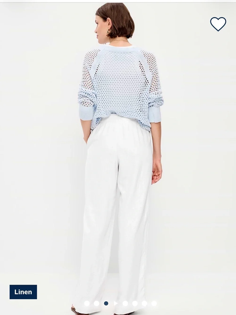 NWT Old Navy White Wide-Leg Linen Pants Petite L